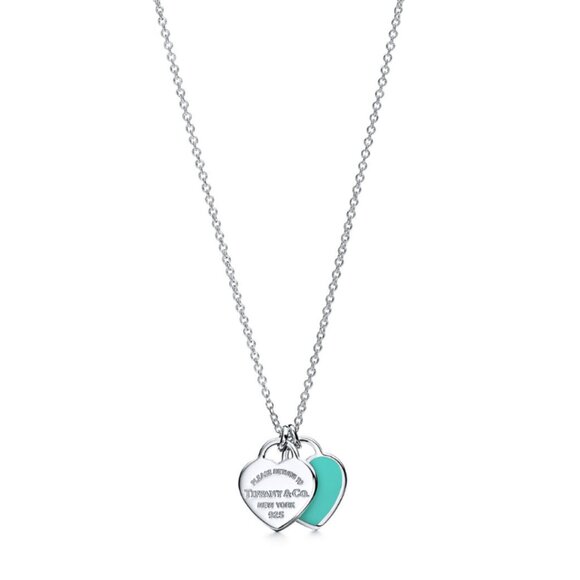 Auth. Return to Tiffany® Tiffany Blue® Double Heart Tag Pendant in Silver, Mini - Picture 9 of 9